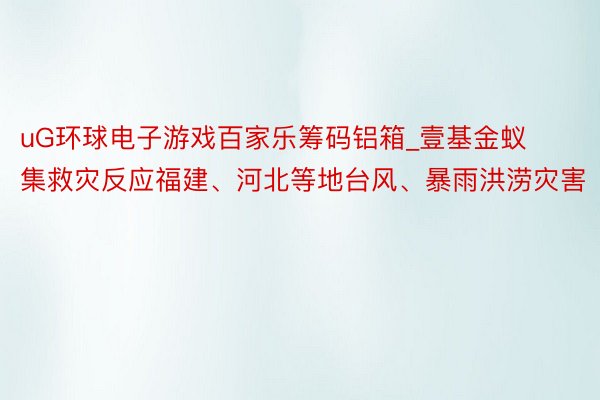uG环球电子游戏百家乐筹码铝箱_壹基金蚁集救灾反应福建、河北等地台风、暴雨洪涝灾害