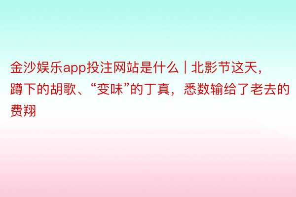 金沙娱乐app投注网站是什么 | 北影节这天，蹲下的胡歌、“变味”的丁真，悉数输给了老去的费翔